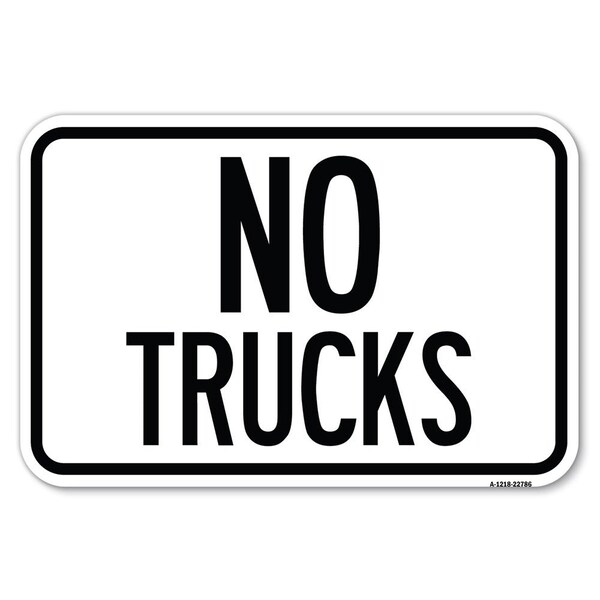 Truck Sign No Trucks Heavy-Gauge Aluminum Sign, 12" x 18", A-1218-22786